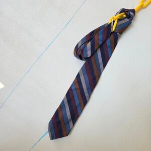 Pierre Cardin Striped Necktie 1980s Mens Fashion Accessory‎ Blue Brown Gray 56"